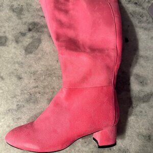 Hot Pink suede boots Size 9.5